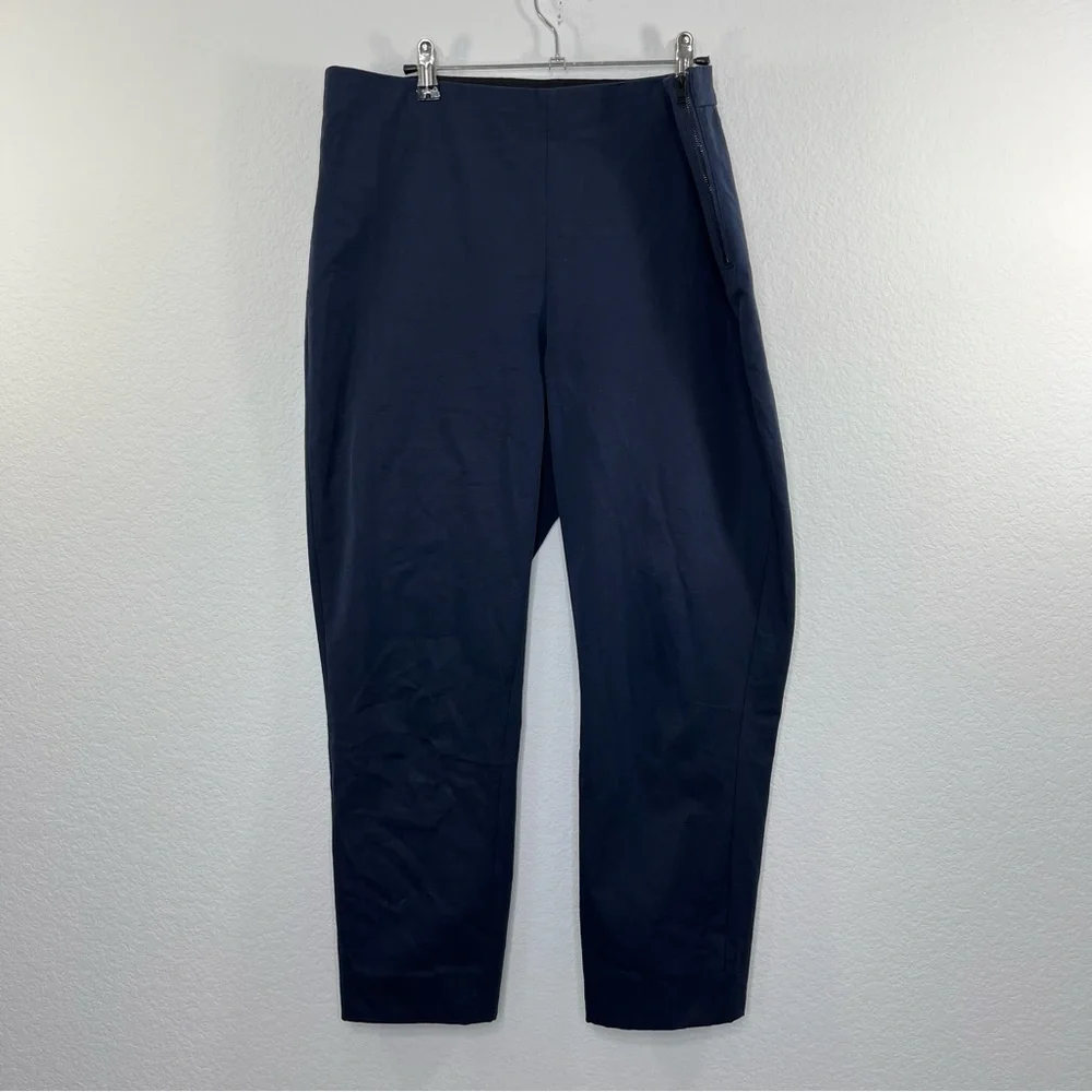 EVERLANE Side Zip Pant Cotton stretch Pant Navy Slim Fit High Waist‎ size 14